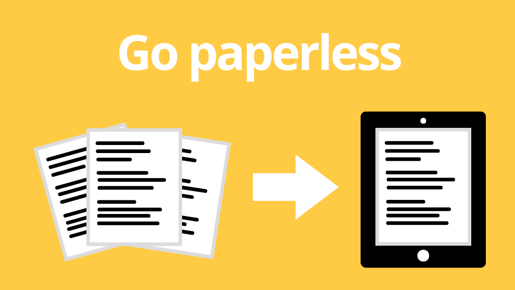 Illustration of paper documents being replaced by a digital customs solution