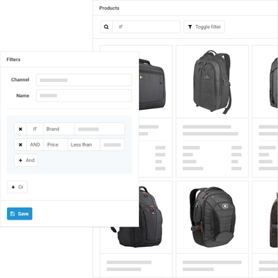 Product filters for channel management to control listings and optimize profitability