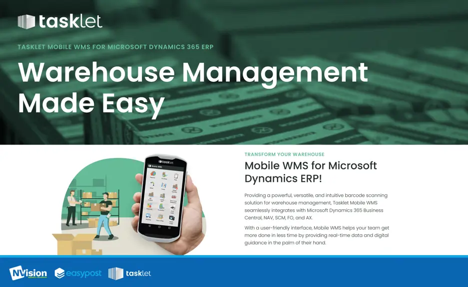 Tasklet Mobile WMS integration with EasyPost for mobile warehouse shipping management
