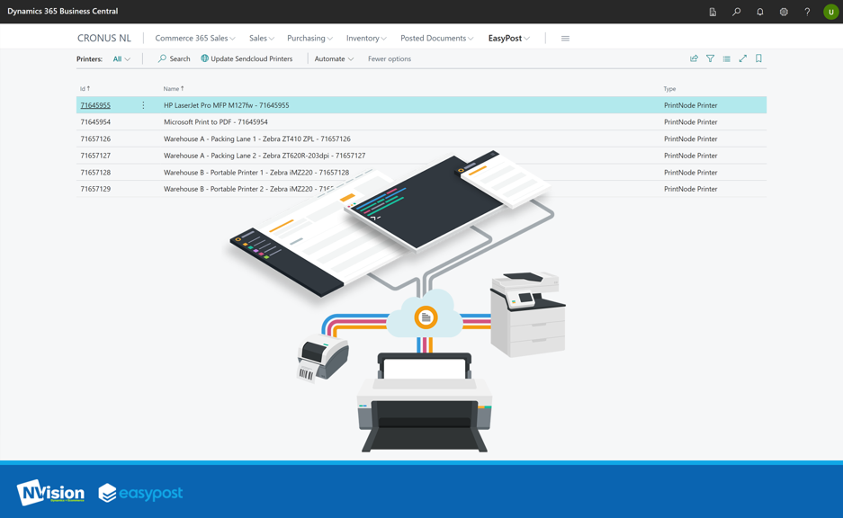 Print carrier labels directly to local printers using Easypost Advanced Cloud Printing in Business Central